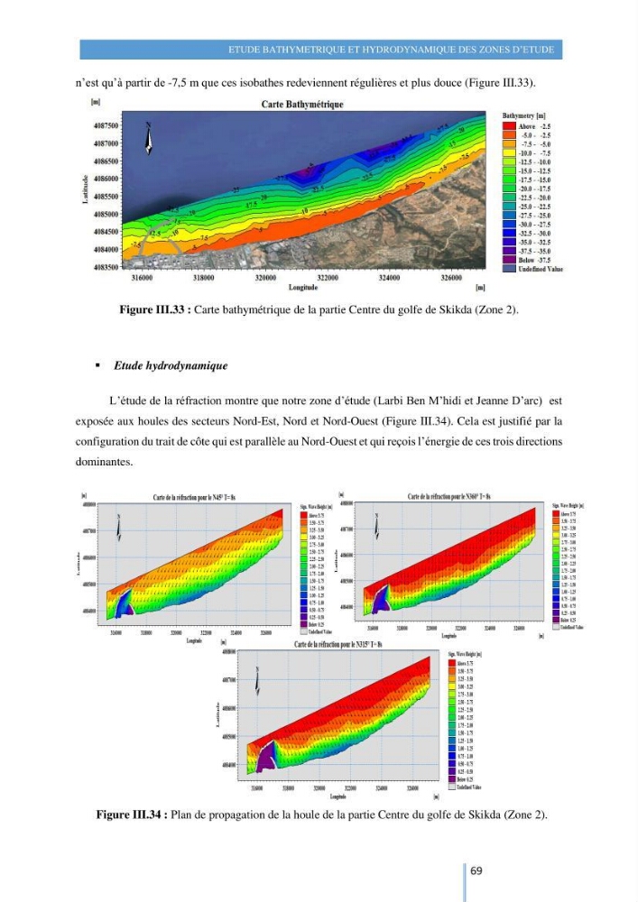 Modelisation numérique de la cinématique du trait de côte et la dynamique sédimentaire des plages sableuses (qOran, Bou-Ismail,Alger, Bejaia et Skikda) : cas d\'étude : Sidi Fredj