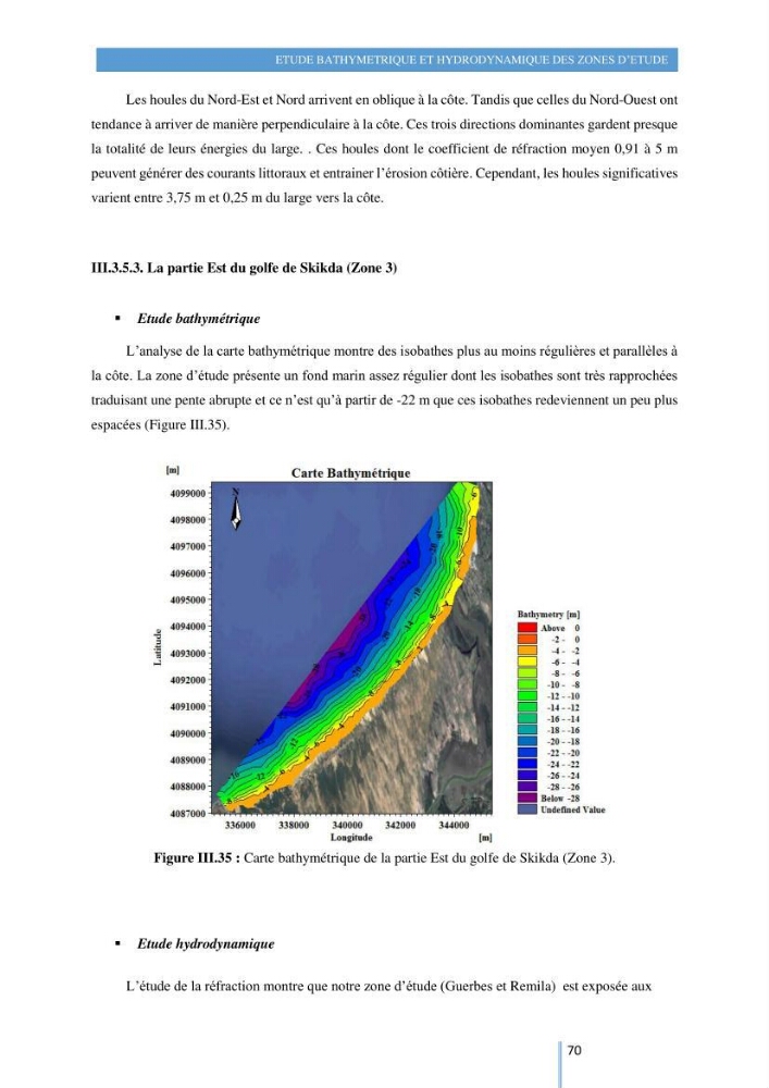 Modelisation numérique de la cinématique du trait de côte et la dynamique sédimentaire des plages sableuses (qOran, Bou-Ismail,Alger, Bejaia et Skikda) : cas d\'étude : Sidi Fredj