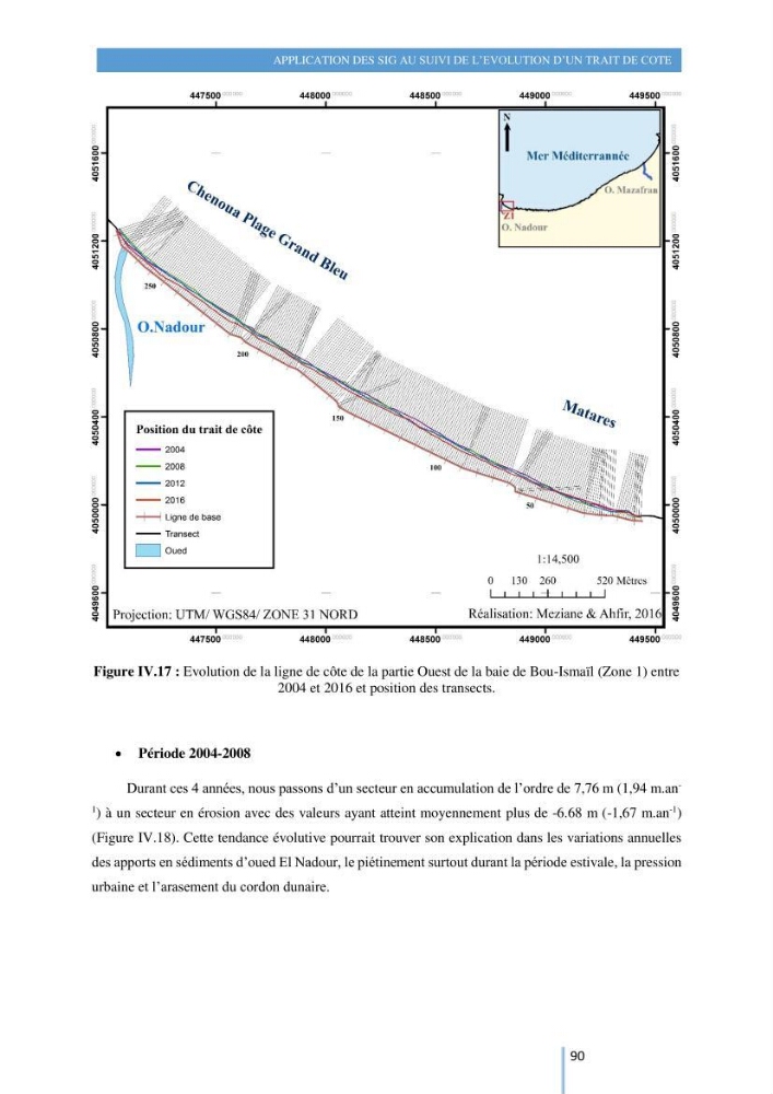 Modelisation numérique de la cinématique du trait de côte et la dynamique sédimentaire des plages sableuses (qOran, Bou-Ismail,Alger, Bejaia et Skikda) : cas d\'étude : Sidi Fredj
