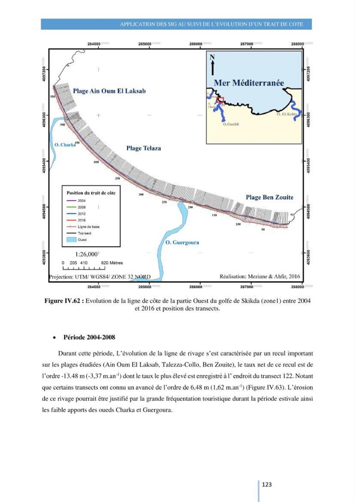 Modelisation numérique de la cinématique du trait de côte et la dynamique sédimentaire des plages sableuses (qOran, Bou-Ismail,Alger, Bejaia et Skikda) : cas d\'étude : Sidi Fredj