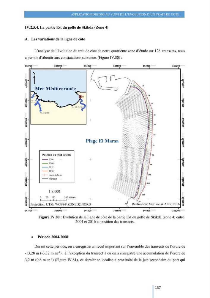 Modelisation numérique de la cinématique du trait de côte et la dynamique sédimentaire des plages sableuses (qOran, Bou-Ismail,Alger, Bejaia et Skikda) : cas d\'étude : Sidi Fredj