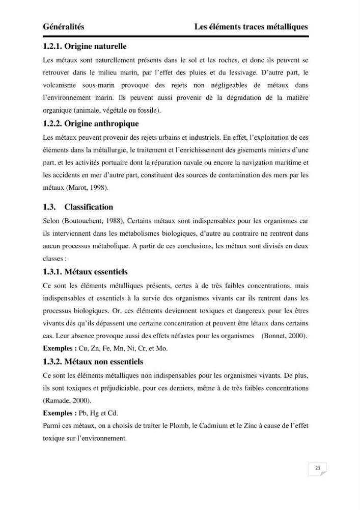 Etude de la biosorption des éléments traces métaliques (Pb2+,Cd2+,et Zn2+) sur une biomasse marine: