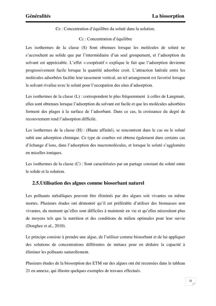 Etude de la biosorption des éléments traces métaliques (Pb2+,Cd2+,et Zn2+) sur une biomasse marine: