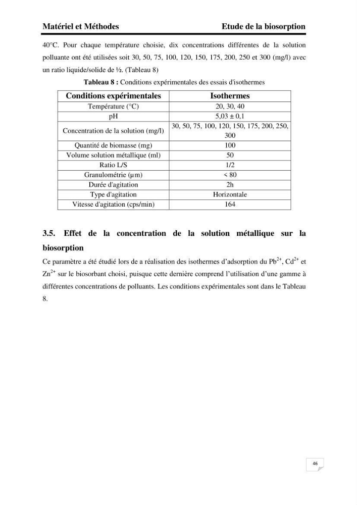 Etude de la biosorption des éléments traces métaliques (Pb2+,Cd2+,et Zn2+) sur une biomasse marine: