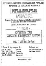 Contribution à l'étude de protection et d'aménagement du littoral de Bordj El Bahri (ex: Alger plage)