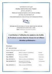 Contribution à l’utilisation des épiphytes des feuilles de Posidonia oceanica dans les réseaux de surveillance :résultats préliminaires