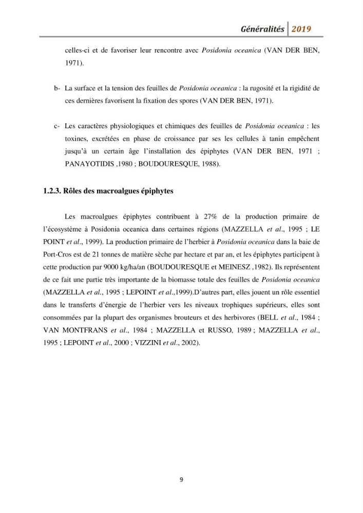 Contribution à l’utilisation des épiphytes des feuilles de Posidonia oceanica dans les réseaux de surveillance :résultats préliminaires