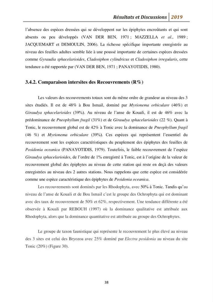 Contribution à l’utilisation des épiphytes des feuilles de Posidonia oceanica dans les réseaux de surveillance :résultats préliminaires