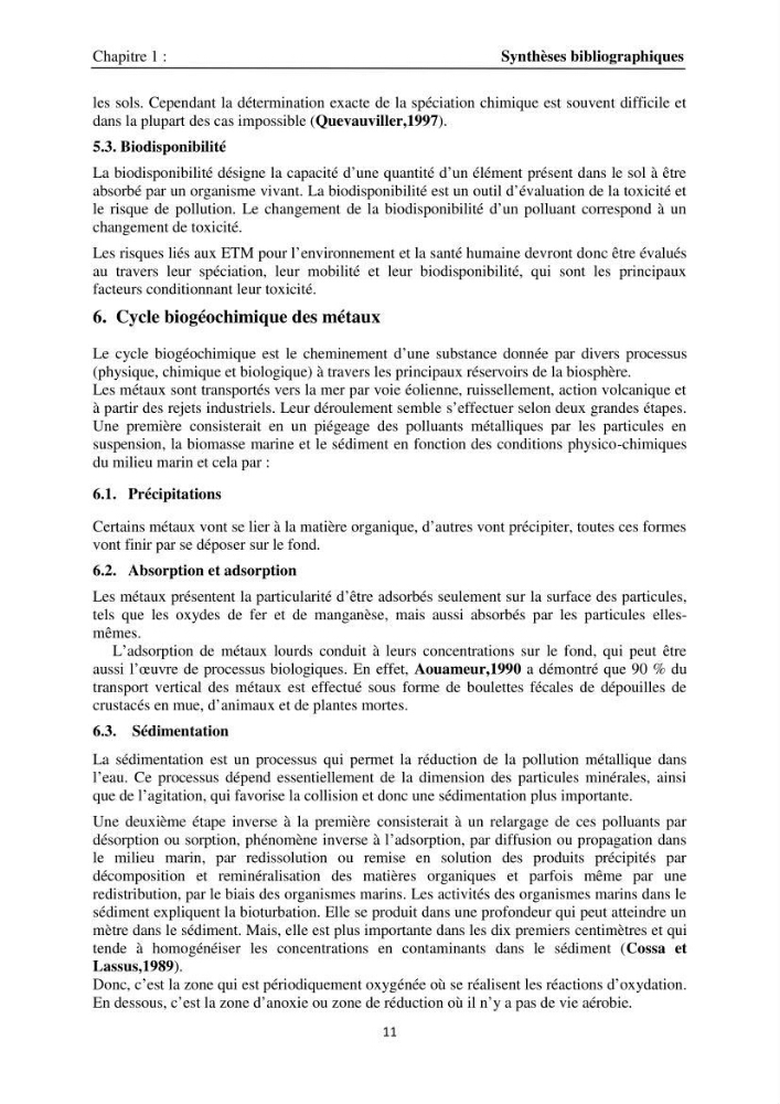 Eléments traces métalliques dans le sédiment marin de la Baie de Zemmouri