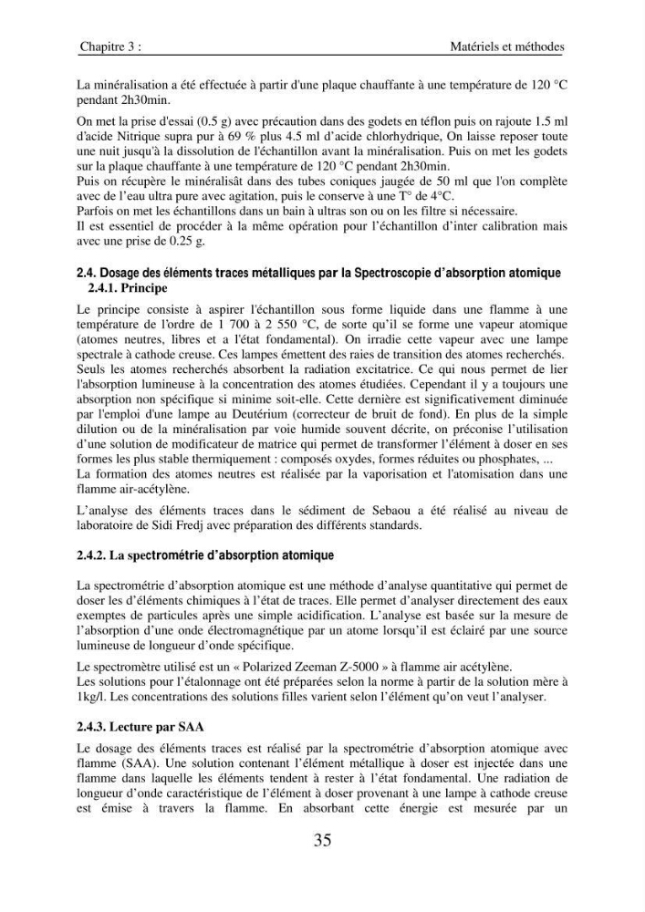 Eléments traces métalliques dans le sédiment marin de la Baie de Zemmouri