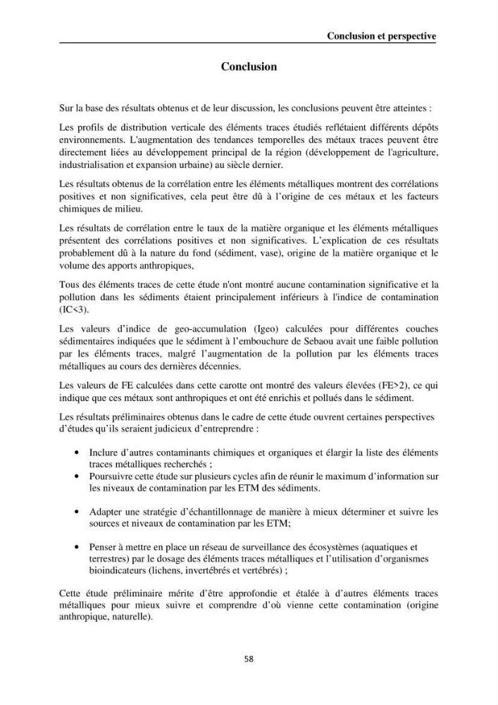 Eléments traces métalliques dans le sédiment marin de la Baie de Zemmouri