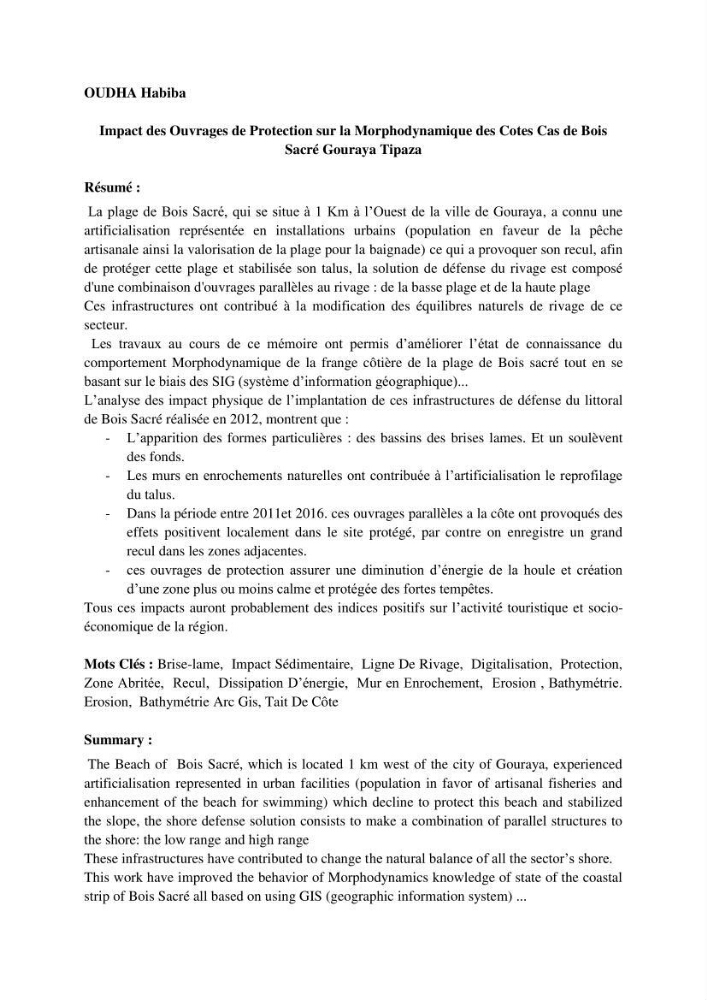 Impact des ouvrages de protection sur la morphodynamique des côtes
