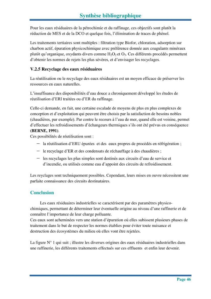 Traitement des effluents industriels liquides de la raffinerie d\'Alger: étude comparative entre l\'efficacité du foin de l\'anthracité dans le traitement des eaux