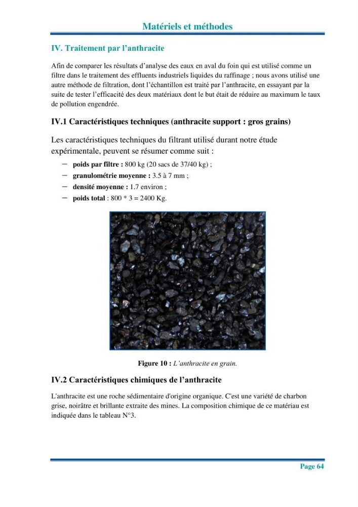 Traitement des effluents industriels liquides de la raffinerie d\'Alger: étude comparative entre l\'efficacité du foin de l\'anthracité dans le traitement des eaux