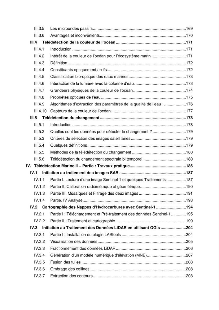 Télédetection marine: Niveau I & II, support de cours & travaux pratiques