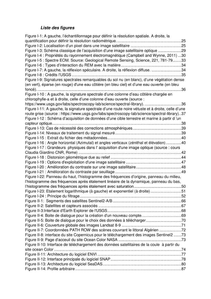 Télédetection marine: Niveau I & II, support de cours & travaux pratiques