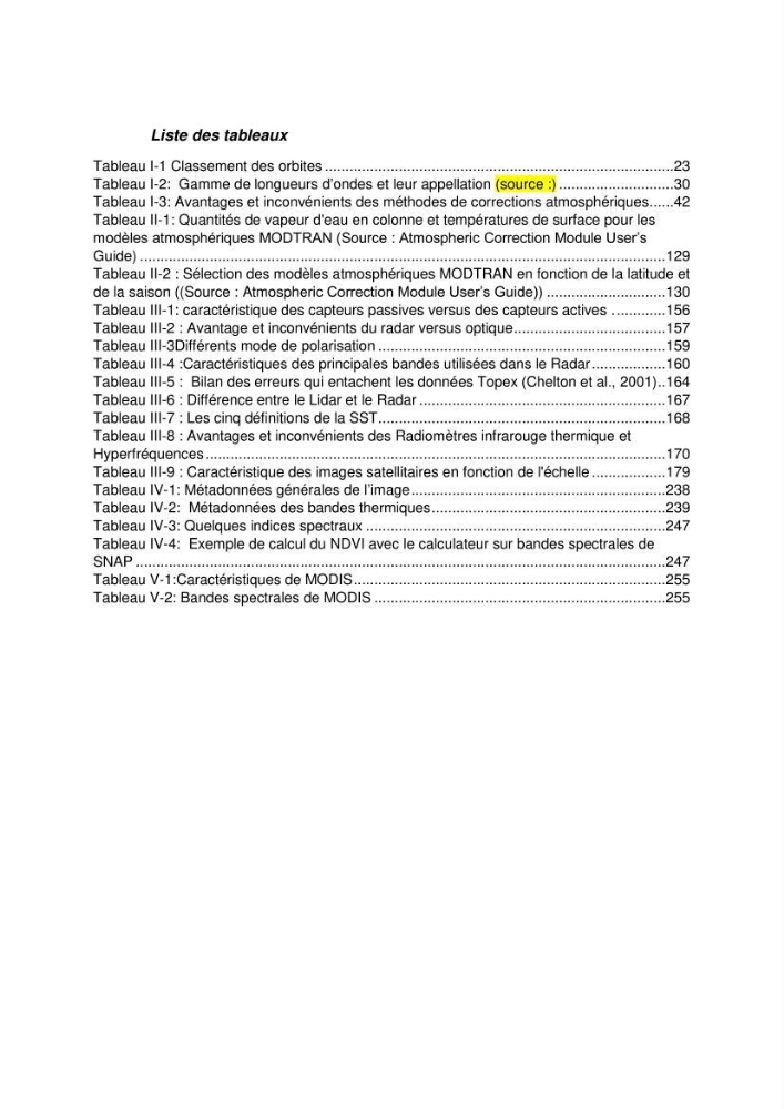 Télédetection marine: Niveau I & II, support de cours & travaux pratiques