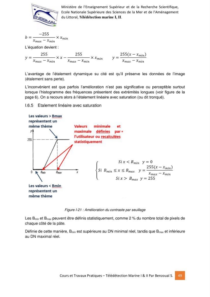 Télédetection marine: Niveau I & II, support de cours & travaux pratiques