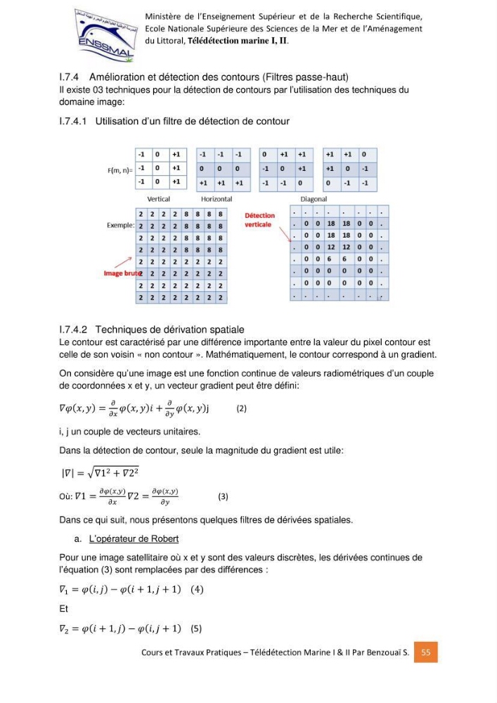 Télédetection marine: Niveau I & II, support de cours & travaux pratiques