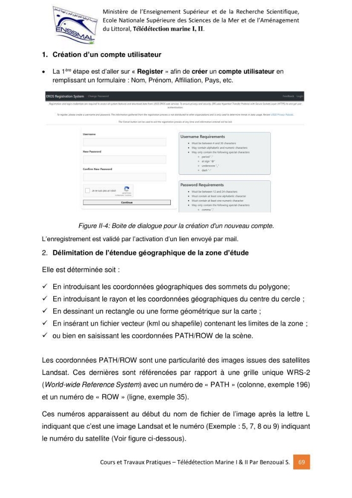 Télédetection marine: Niveau I & II, support de cours & travaux pratiques