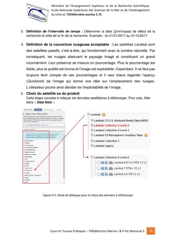 Télédetection marine: Niveau I & II, support de cours & travaux pratiques