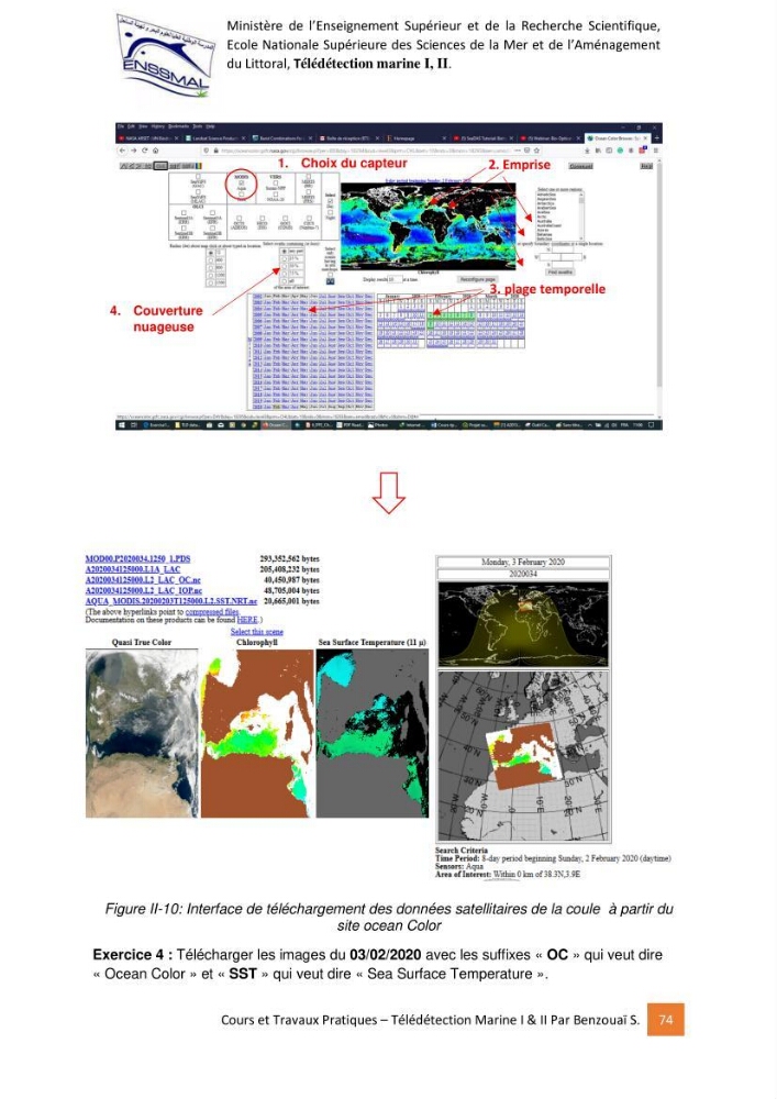 Télédetection marine: Niveau I & II, support de cours & travaux pratiques