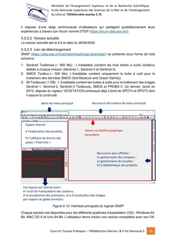 Télédetection marine: Niveau I & II, support de cours & travaux pratiques