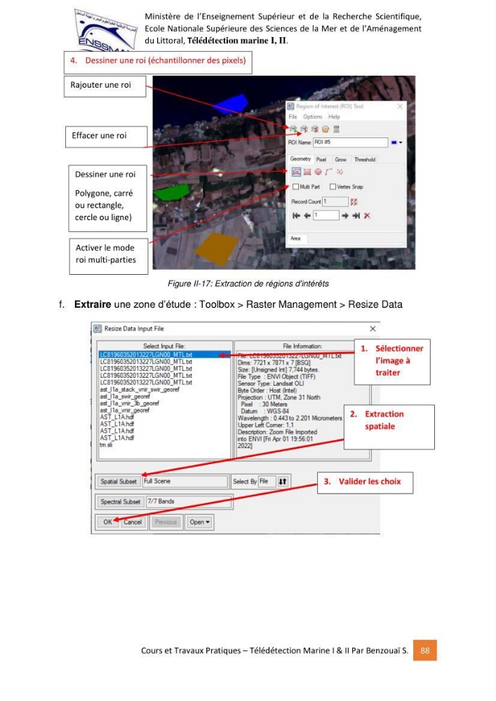 Télédetection marine: Niveau I & II, support de cours & travaux pratiques