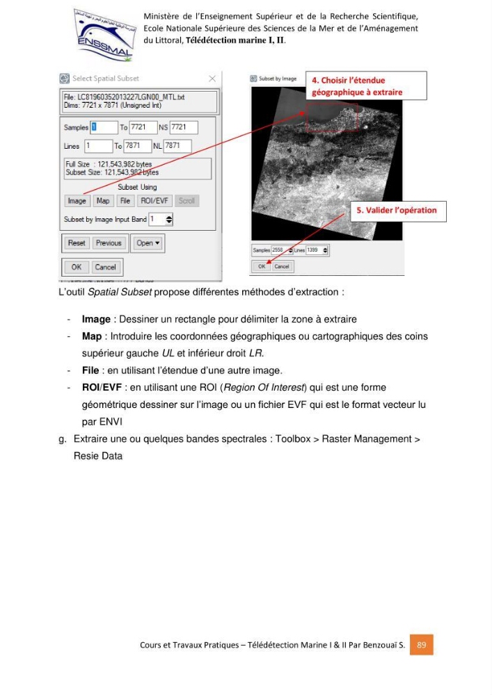Télédetection marine: Niveau I & II, support de cours & travaux pratiques