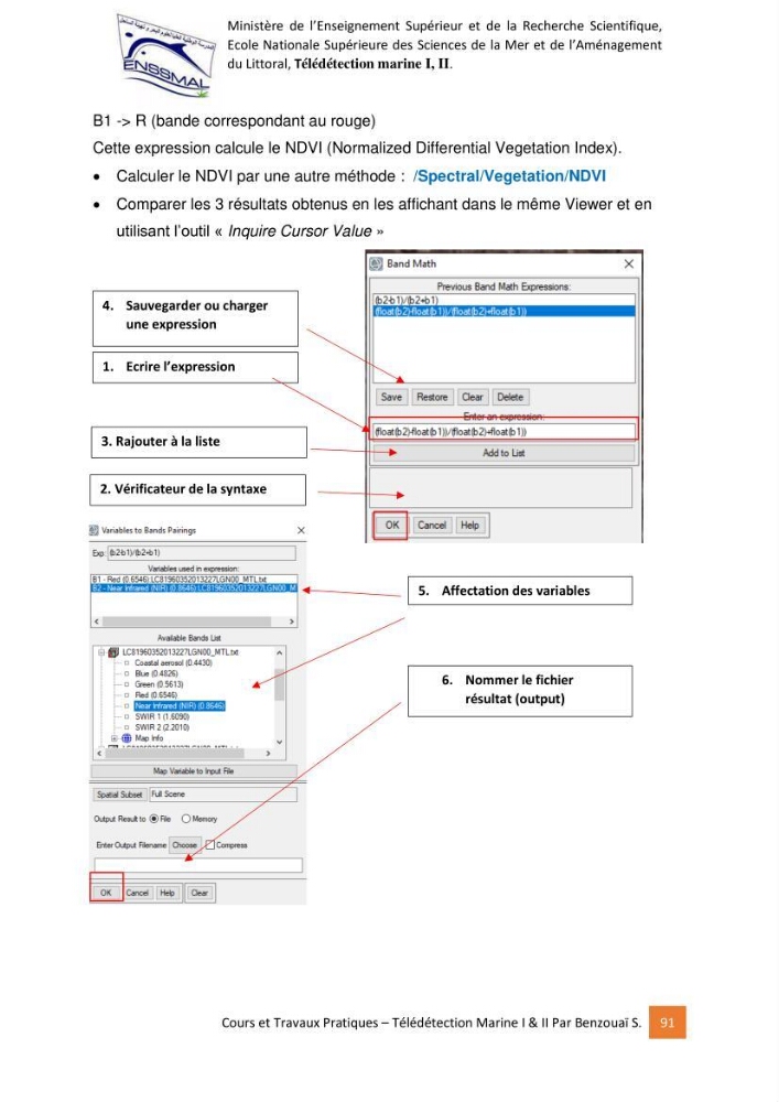 Télédetection marine: Niveau I & II, support de cours & travaux pratiques