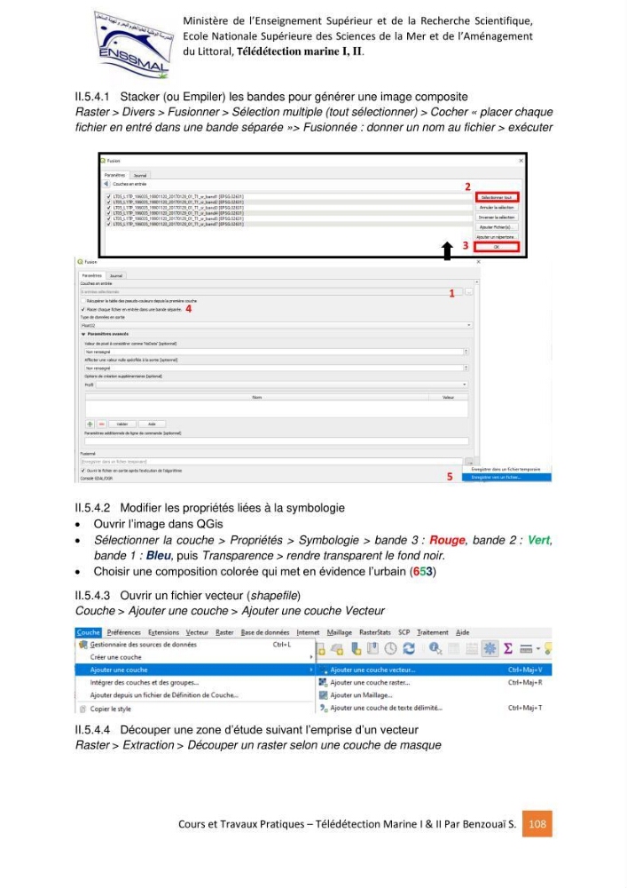 Télédetection marine: Niveau I & II, support de cours & travaux pratiques