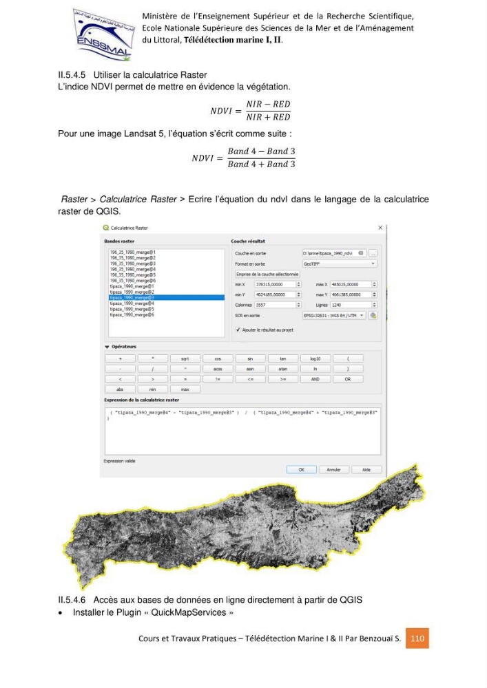 Télédetection marine: Niveau I & II, support de cours & travaux pratiques