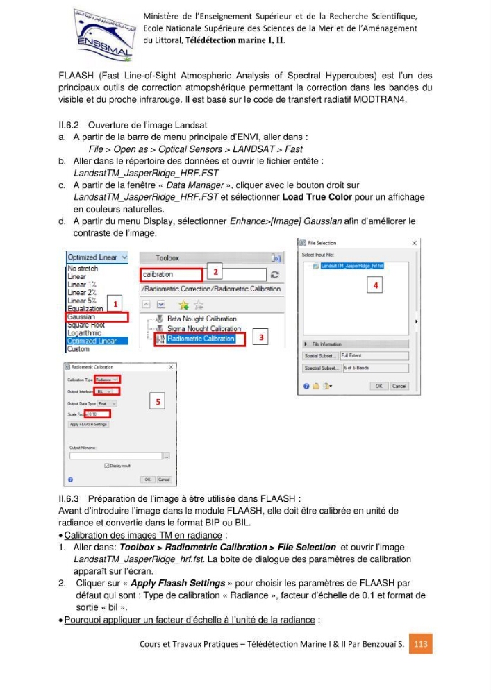 Télédetection marine: Niveau I & II, support de cours & travaux pratiques