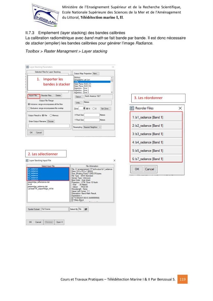 Télédetection marine: Niveau I & II, support de cours & travaux pratiques