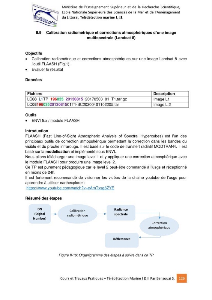 Télédetection marine: Niveau I & II, support de cours & travaux pratiques