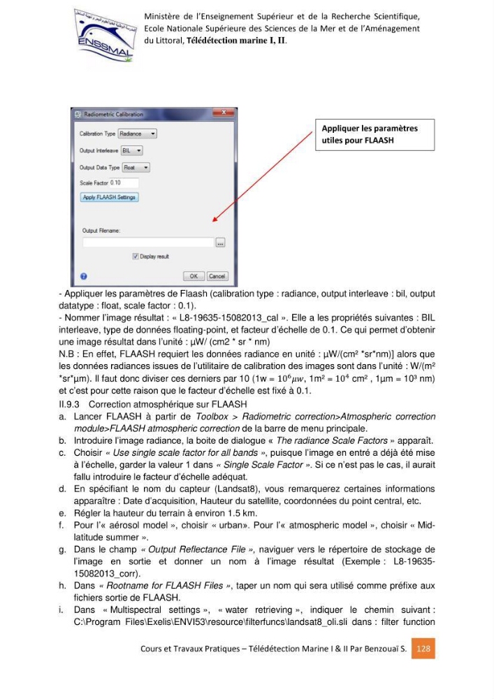 Télédetection marine: Niveau I & II, support de cours & travaux pratiques