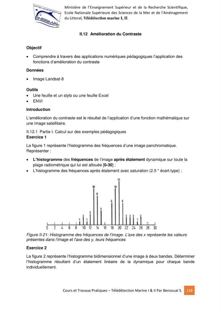 Télédetection marine: Niveau I & II, support de cours & travaux pratiques