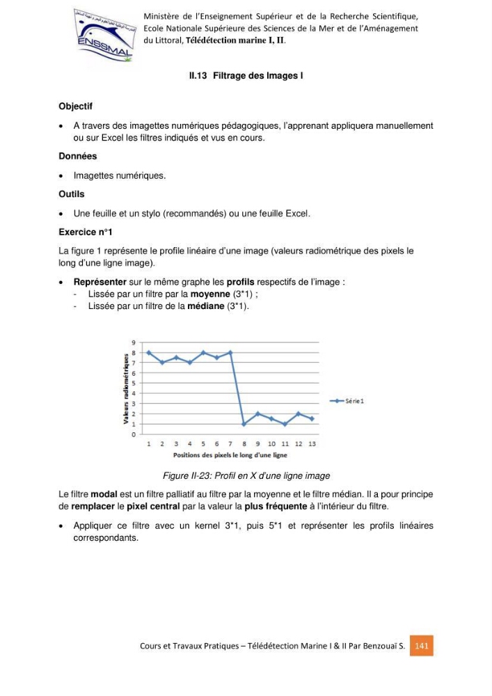Télédetection marine: Niveau I & II, support de cours & travaux pratiques