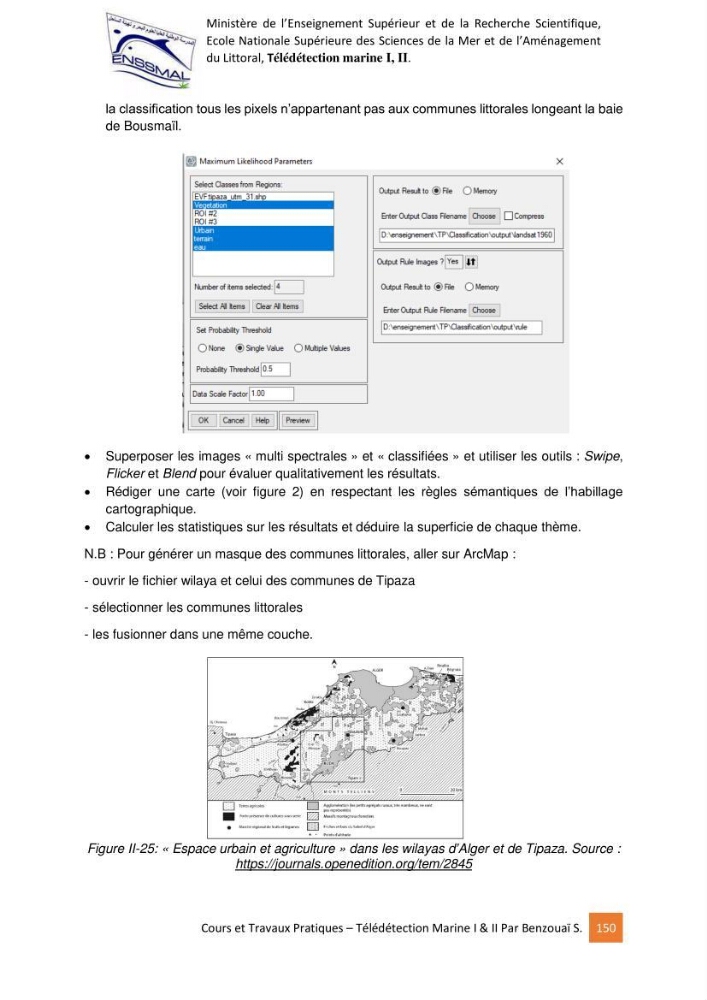Télédetection marine: Niveau I & II, support de cours & travaux pratiques