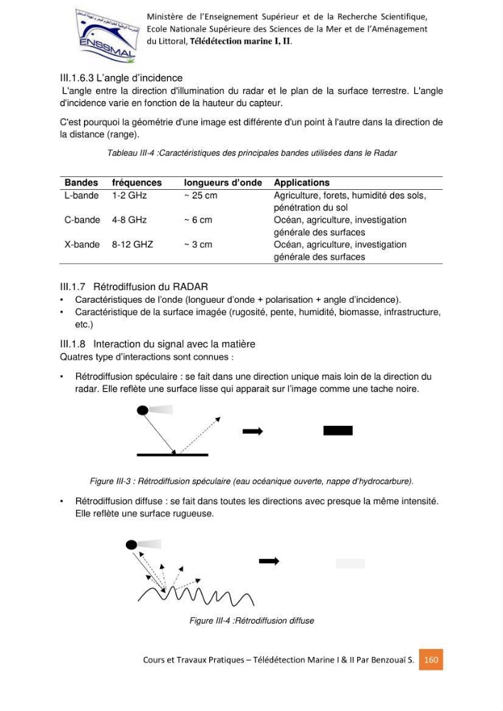 Télédetection marine: Niveau I & II, support de cours & travaux pratiques