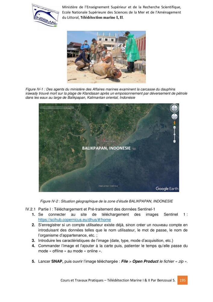 Télédetection marine: Niveau I & II, support de cours & travaux pratiques