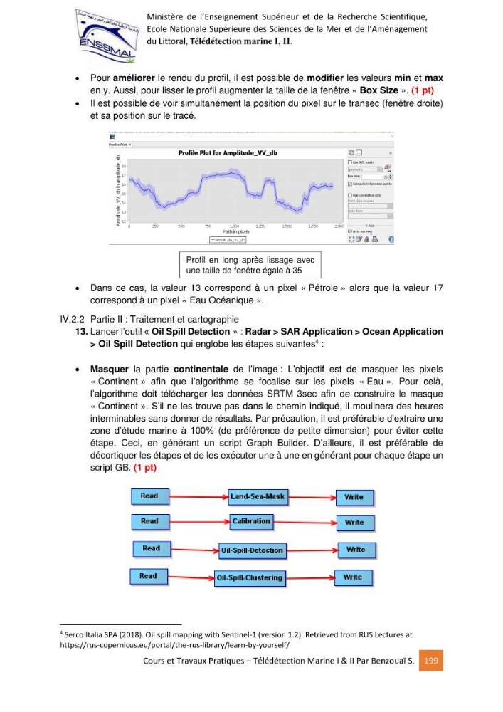 Télédetection marine: Niveau I & II, support de cours & travaux pratiques