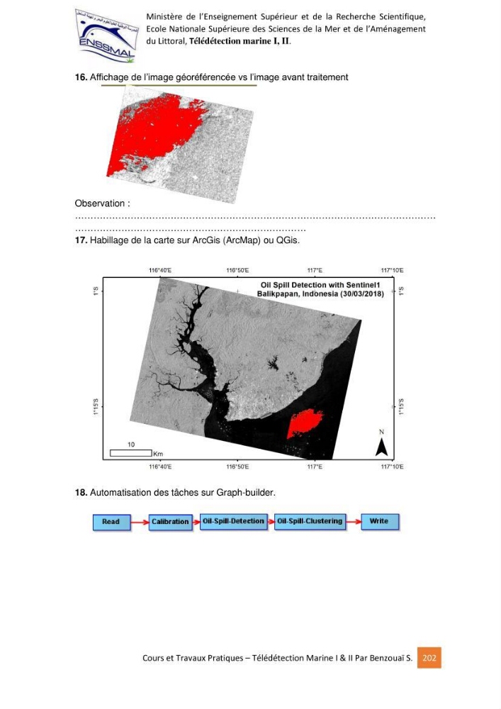 Télédetection marine: Niveau I & II, support de cours & travaux pratiques