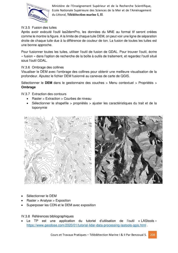 Télédetection marine: Niveau I & II, support de cours & travaux pratiques