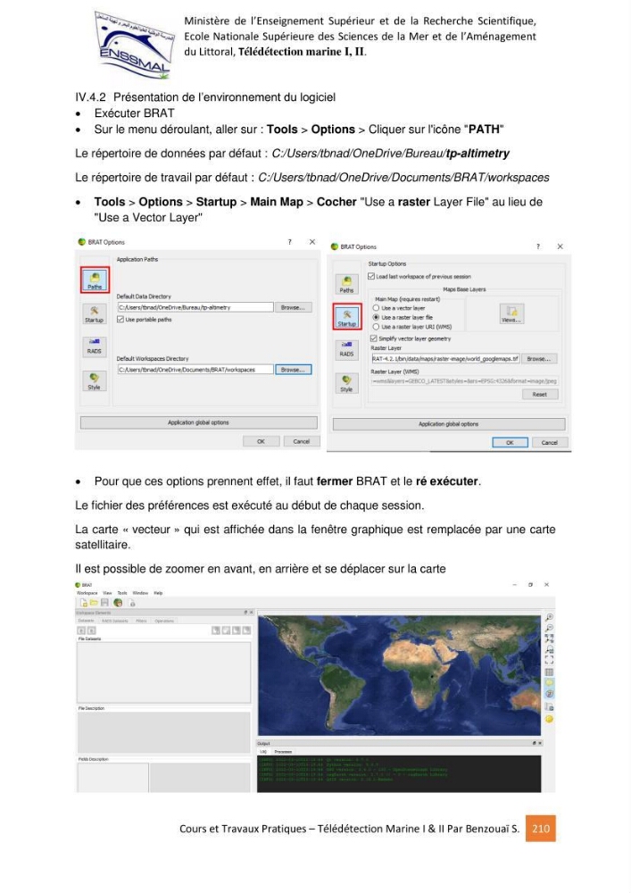 Télédetection marine: Niveau I & II, support de cours & travaux pratiques