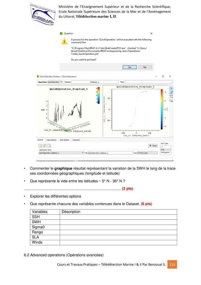 Télédetection marine: Niveau I & II, support de cours & travaux pratiques