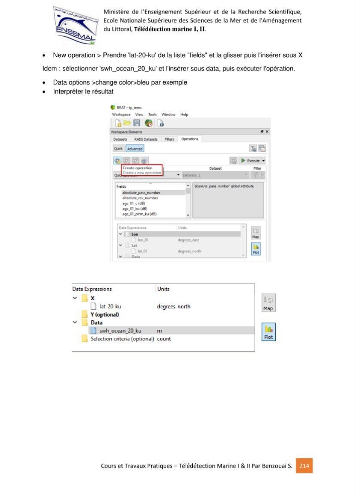 Télédetection marine: Niveau I & II, support de cours & travaux pratiques