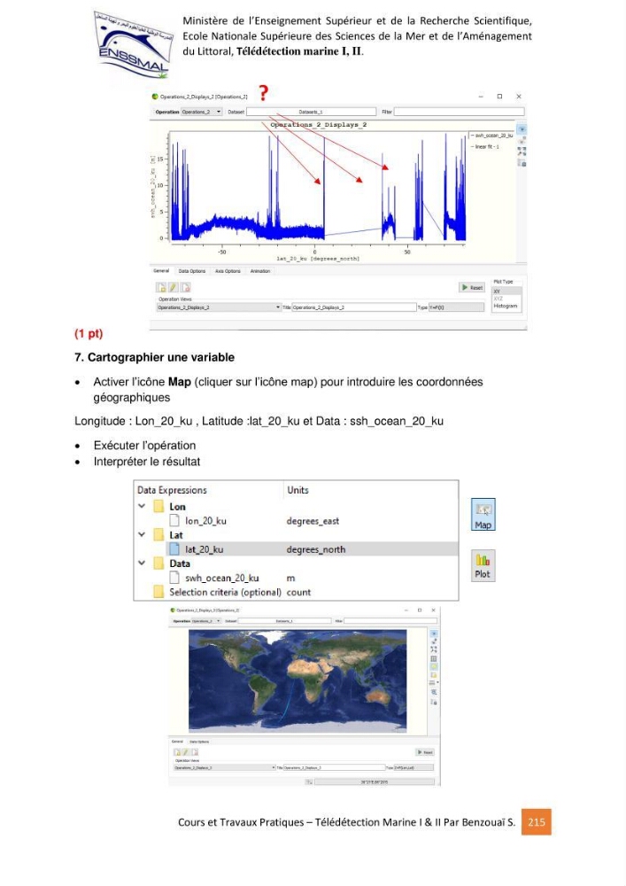 Télédetection marine: Niveau I & II, support de cours & travaux pratiques