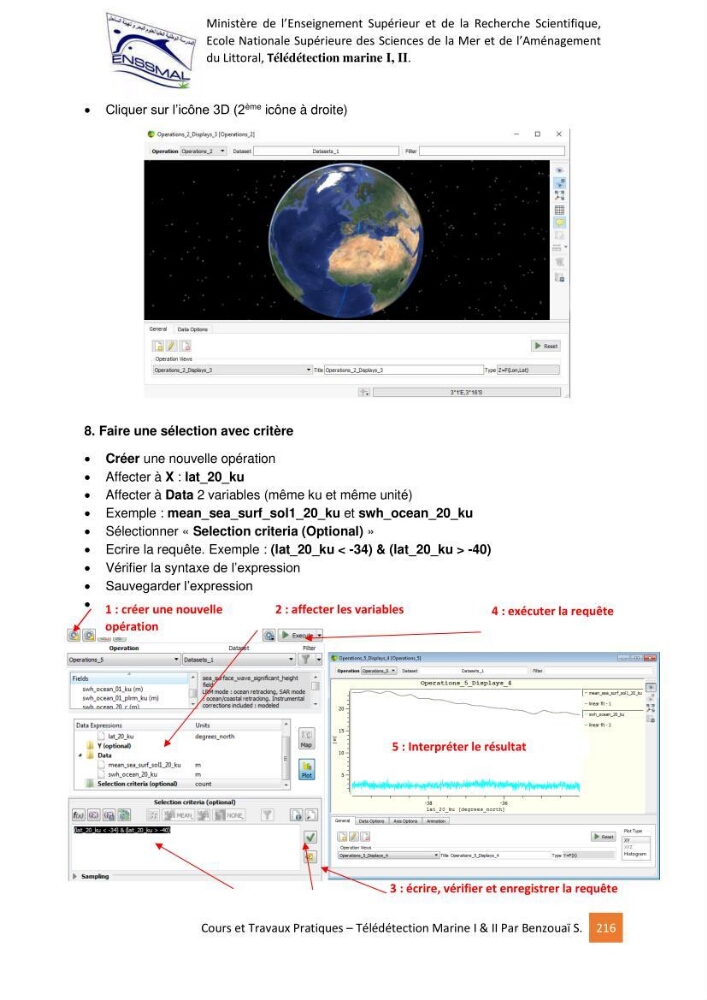 Télédetection marine: Niveau I & II, support de cours & travaux pratiques