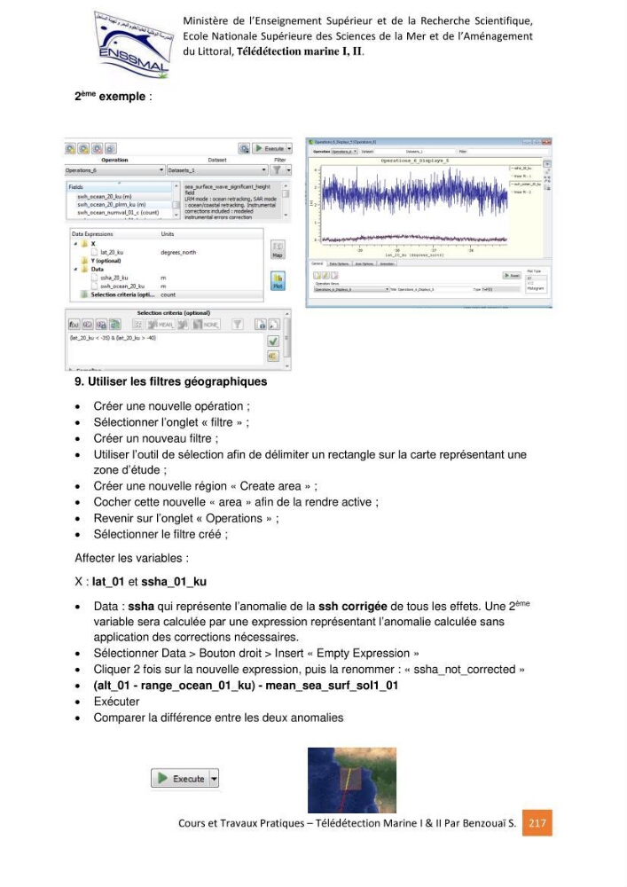 Télédetection marine: Niveau I & II, support de cours & travaux pratiques
